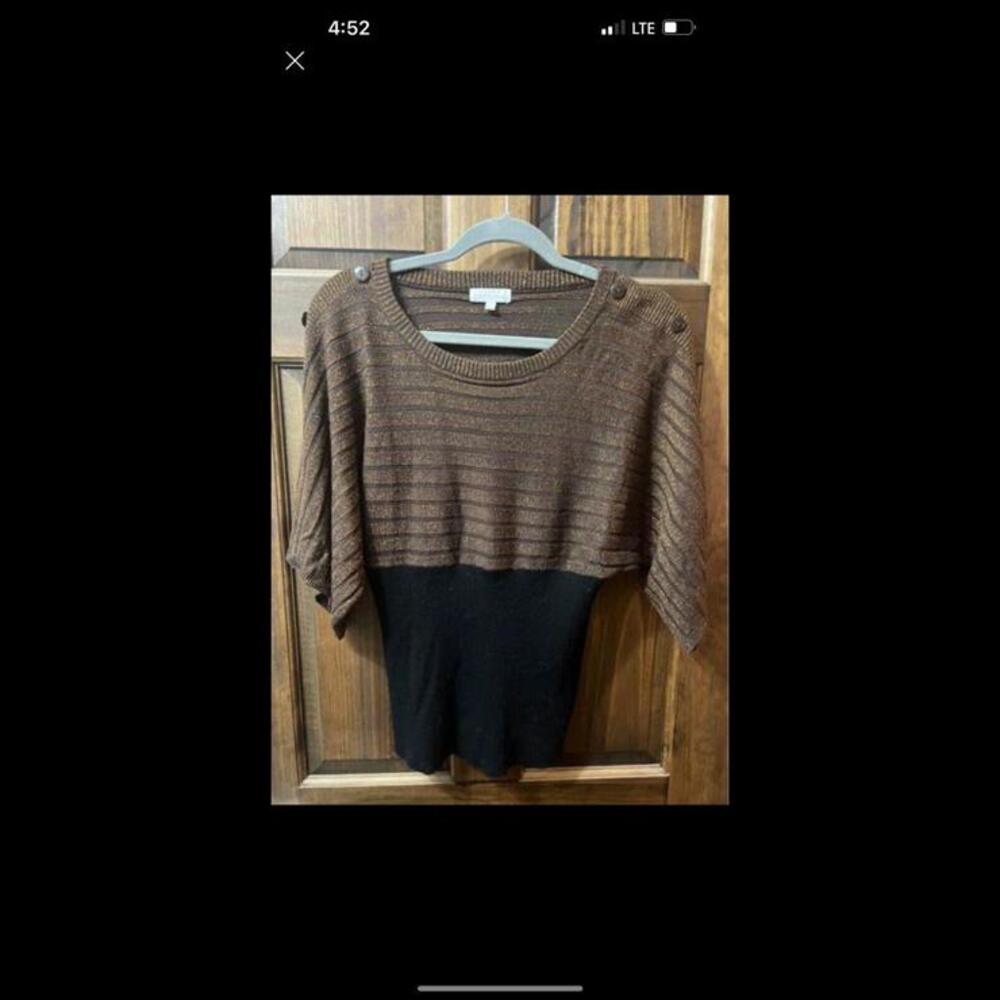 NWOT Gorgeous Joseph Abboud black and metallic‎ copper sweater - Medium